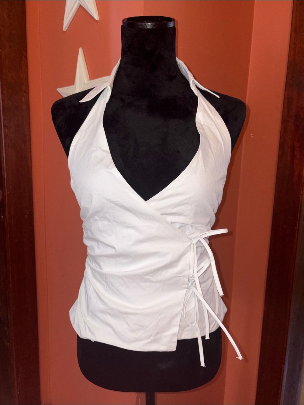 NWT-Zara White Colloared Halter Wrap Women's Top